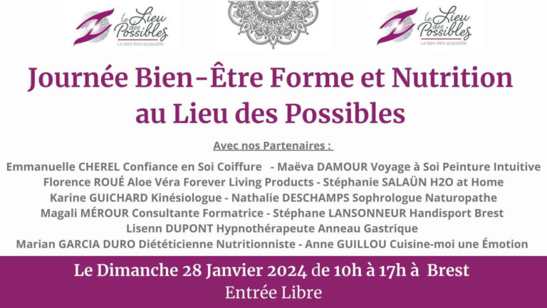Dimanche 28 janvier 2024 à Brest –       Journée Bien Être, Forme et Nutrition